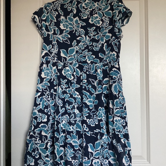 Eliza J Botanical Print Blouson Sleeve Tiered Dress, size 14 - Picture 9 of 11